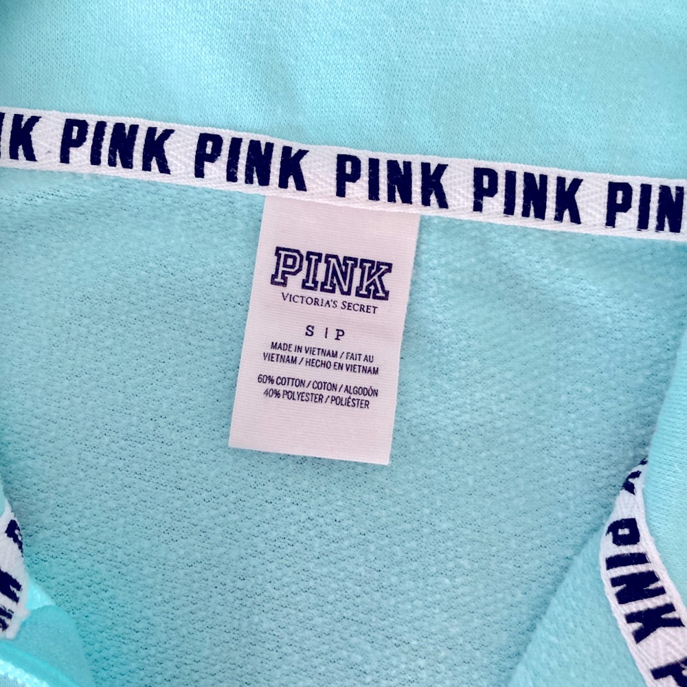 Victoria’s Secret turquoise & white crewneck